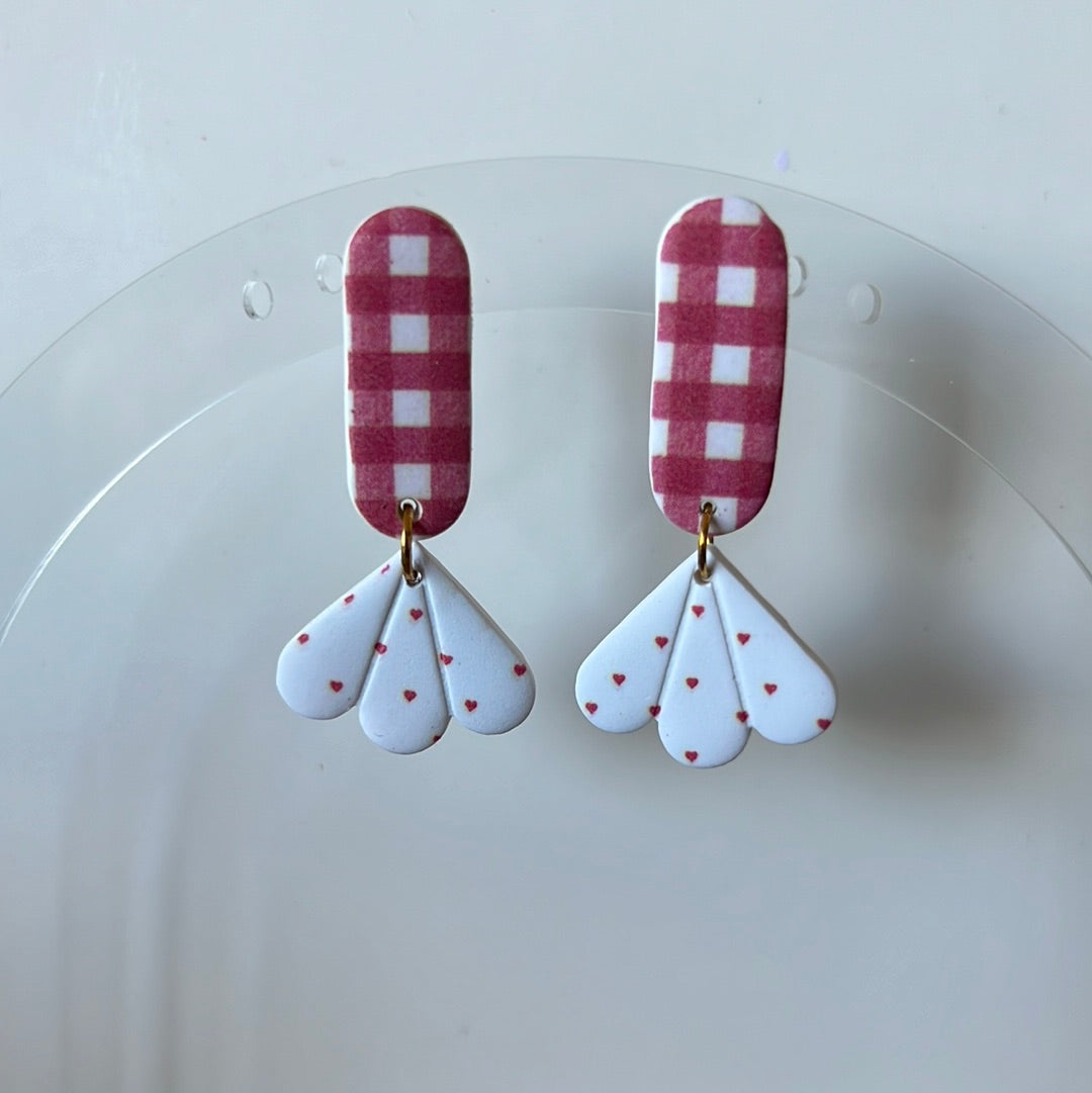 Red Gingham Flower Dangles