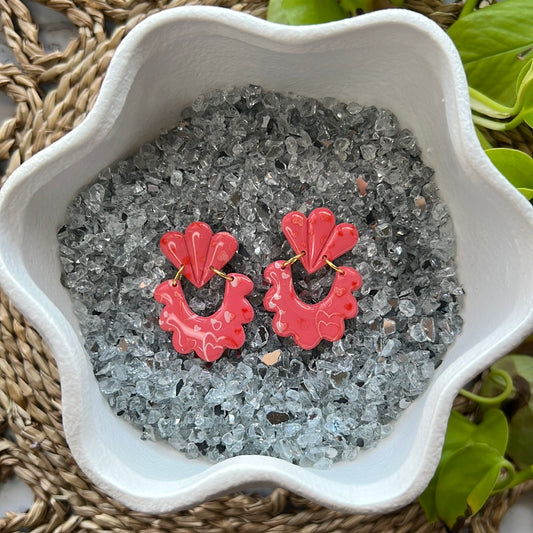 Pink Scalloped Heart Dangles