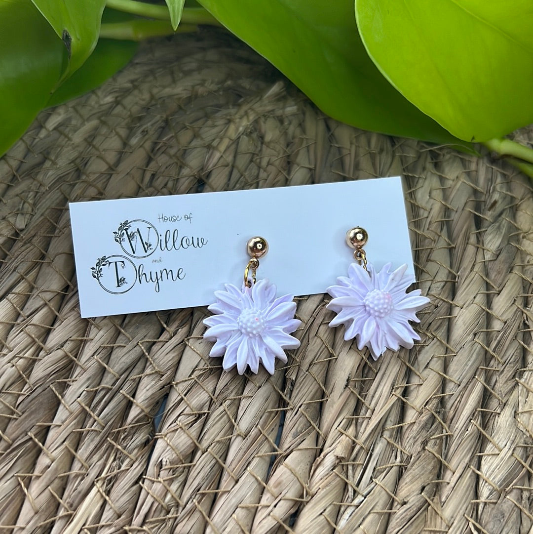 Floral Fantasy Daisy Dangles - Lavender