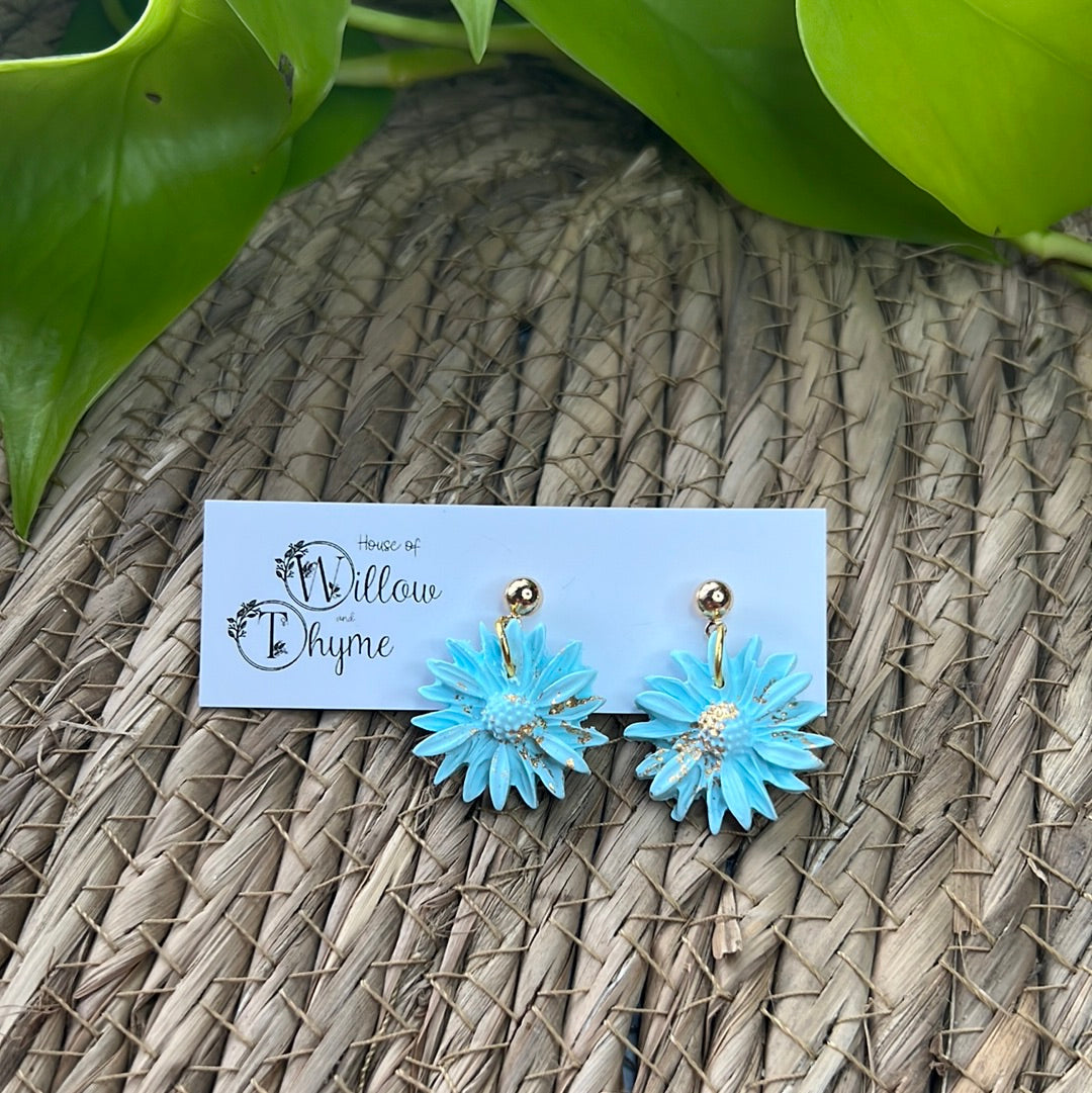 Floral Fantasy Daisy Dangles - Sky Blue