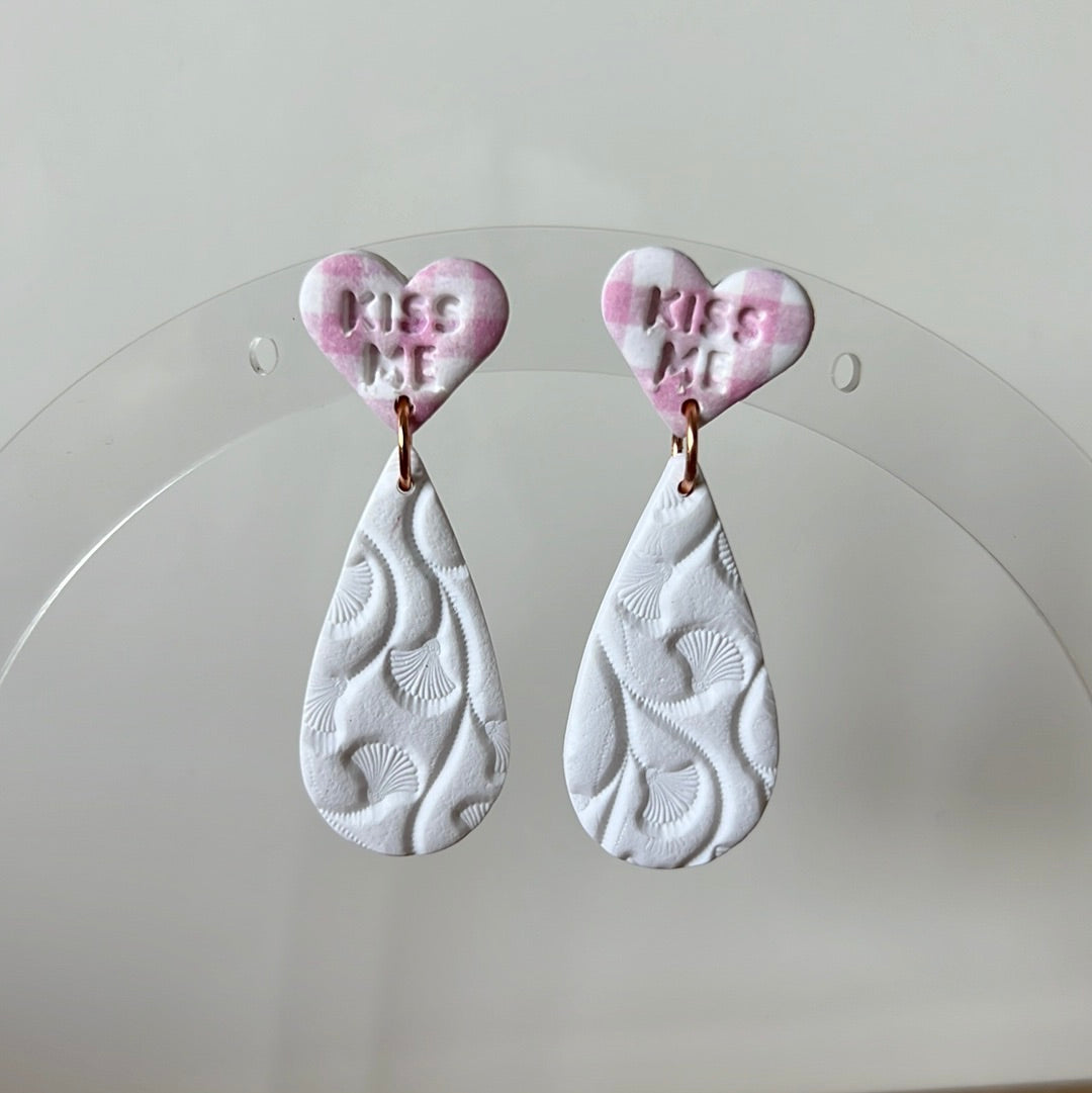 Pink Heart and Gingko Dangles