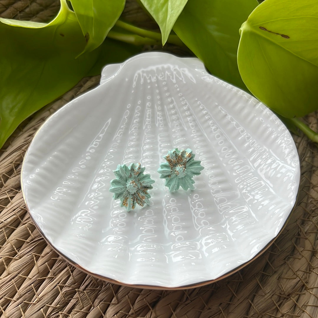 Floral Fantasy Daisy Mini Studs - Mint Green